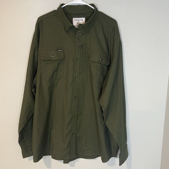 Poncho Shirt Mens XXL Green Button Up Fishing Magnetic Outdoor Long Sleeve - Picture 1 of 10
